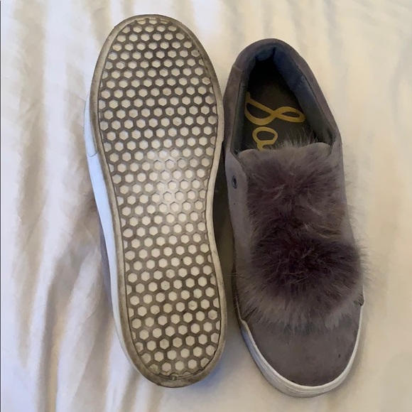 Sam Edelman grey fur sneakers. - Picture 2 of 3